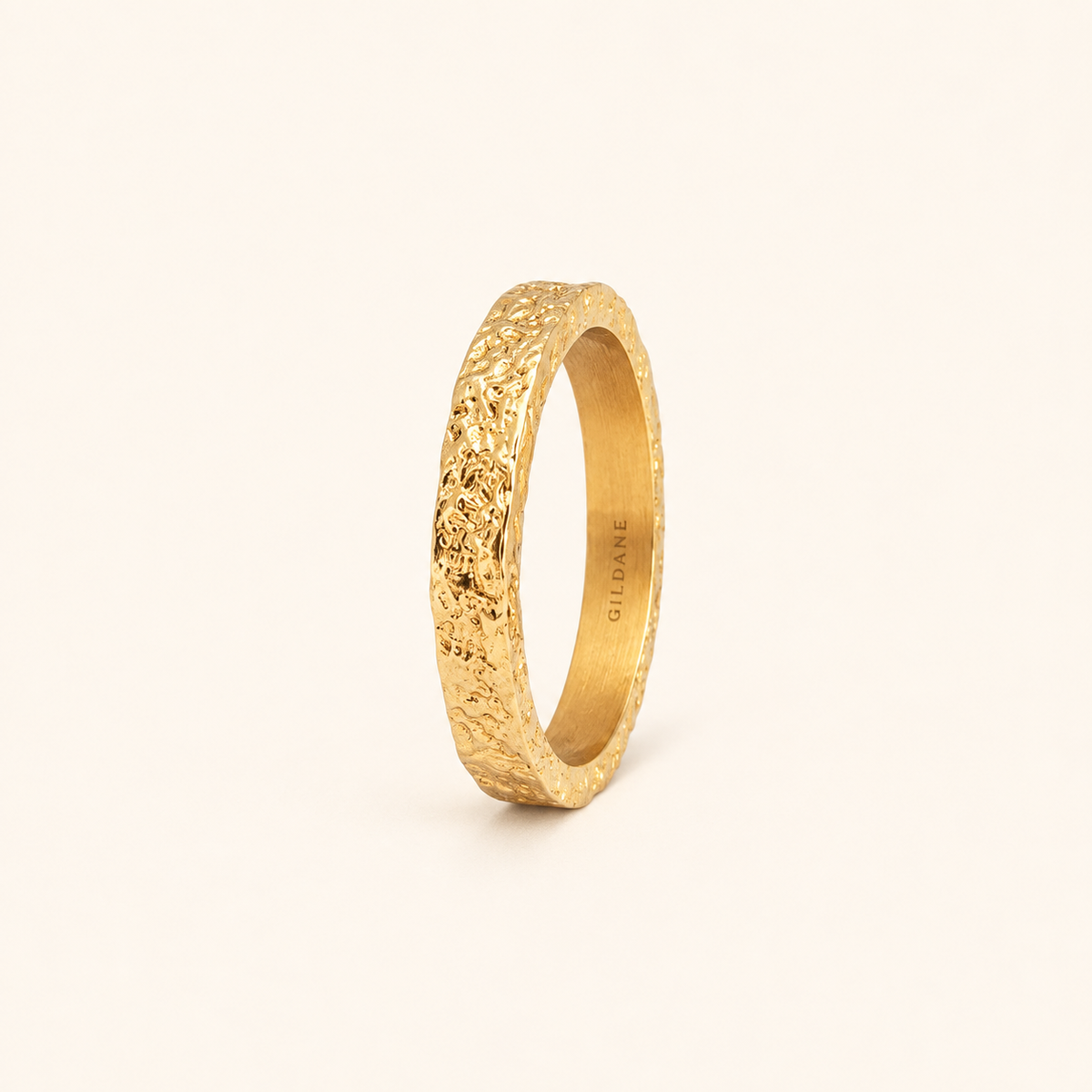 Men's 3.75mm Textured Halo Band, 18k Gold-plated Steel — full view