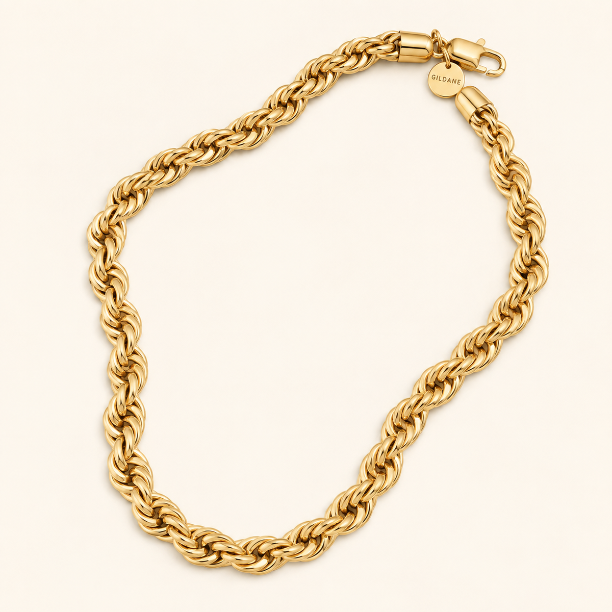 Men's 8mm Rope Chain in 14K Gold Bonded Stainless Steel — full view