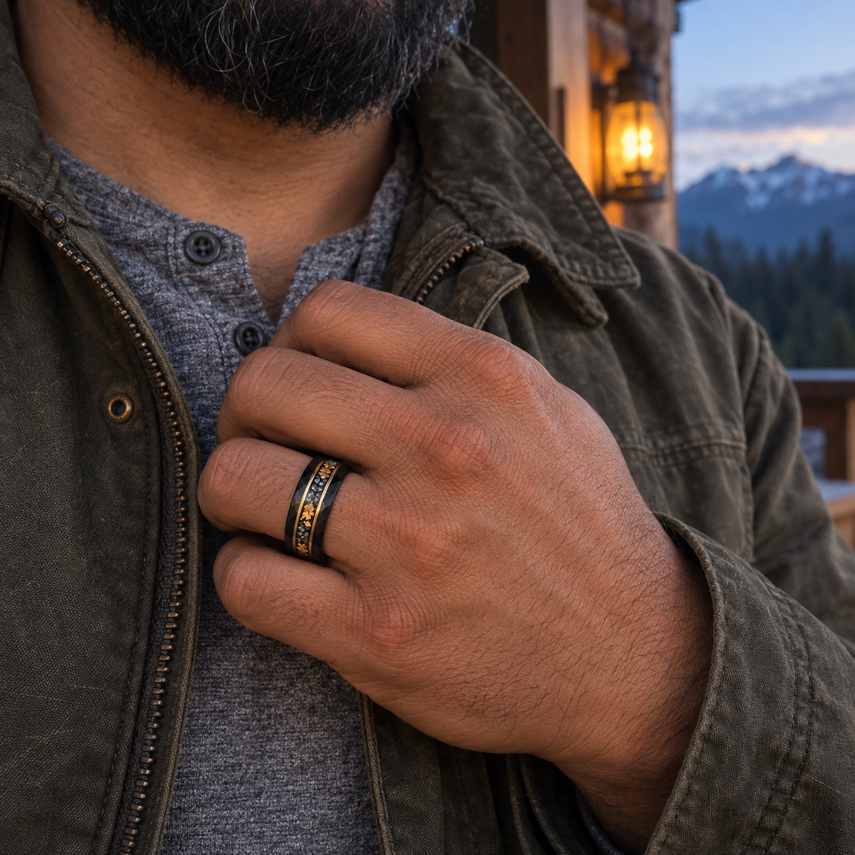 gildane-hammered-black-tungsten-meteorite-ring-black-02-on-body