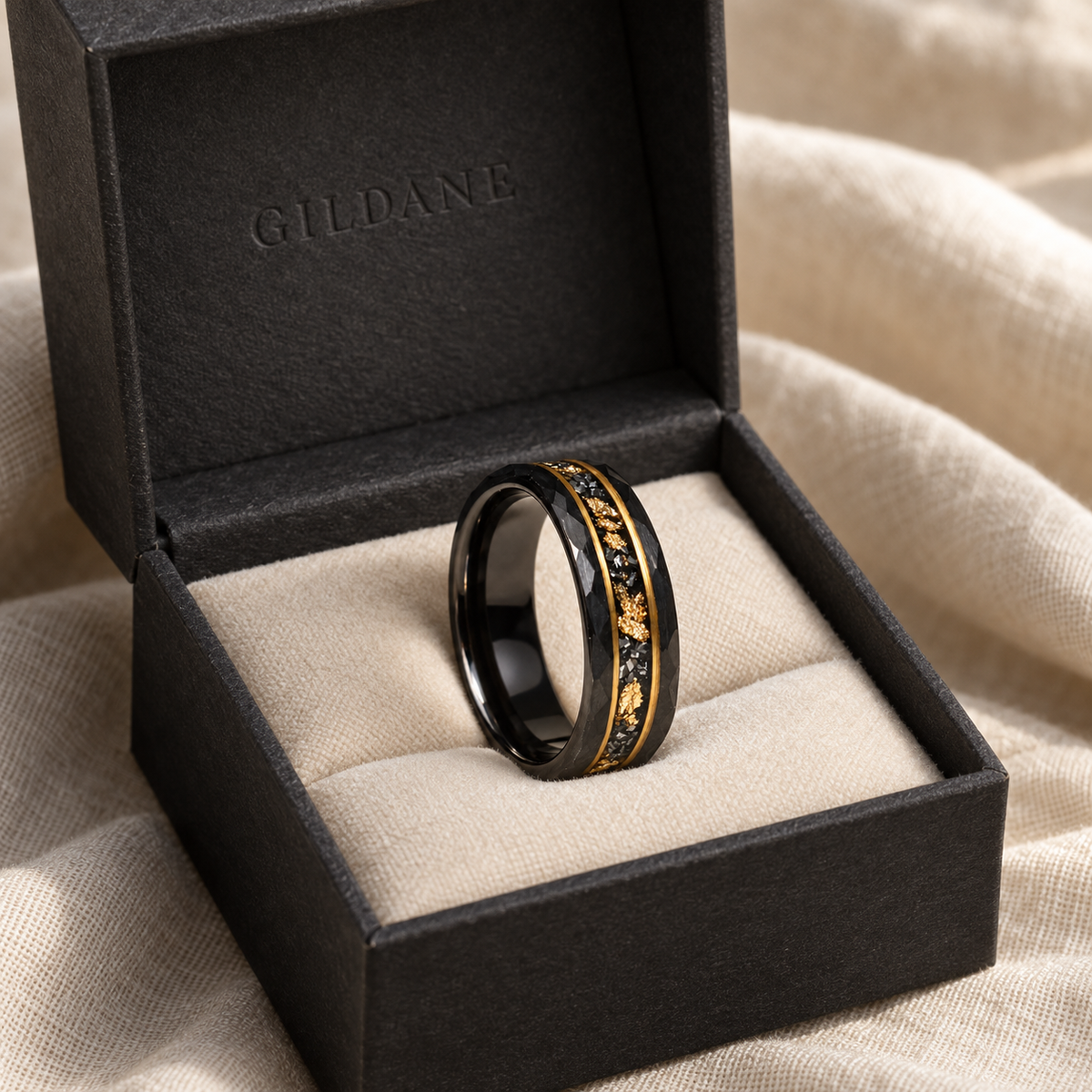 gildane-hammered-black-tungsten-meteorite-ring-black-06-in-box