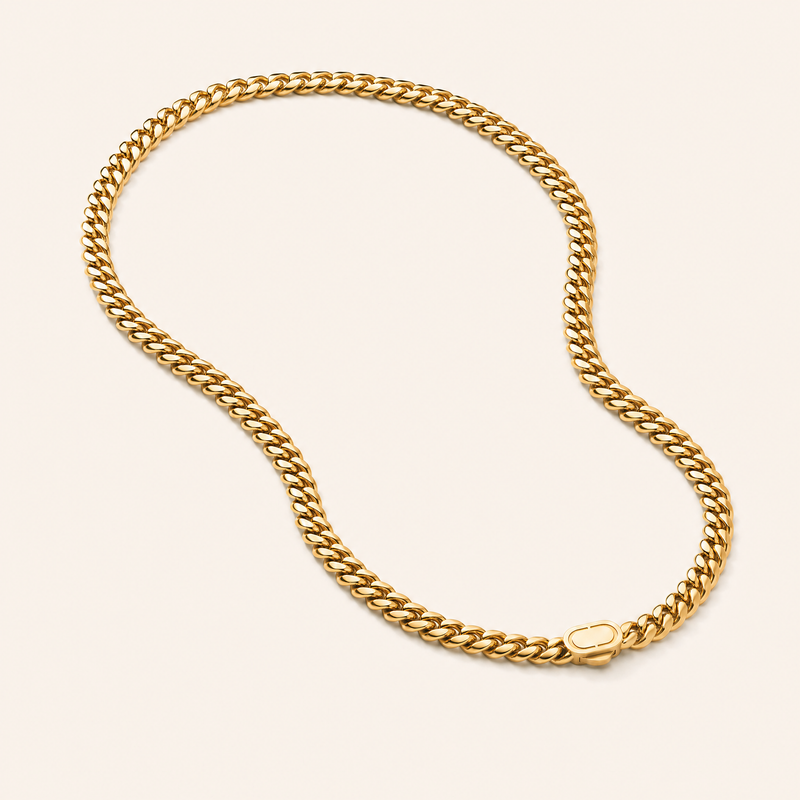 Men's 8mm Miami Cuban Link Chain — Gold, Waterproof