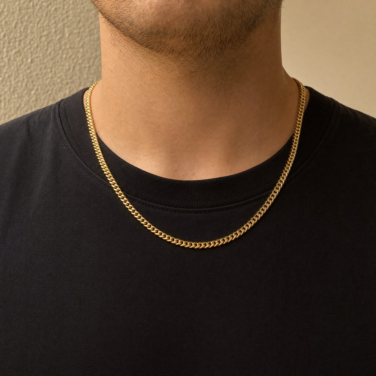20 inch 5mm Cuban chain shown at its worn length