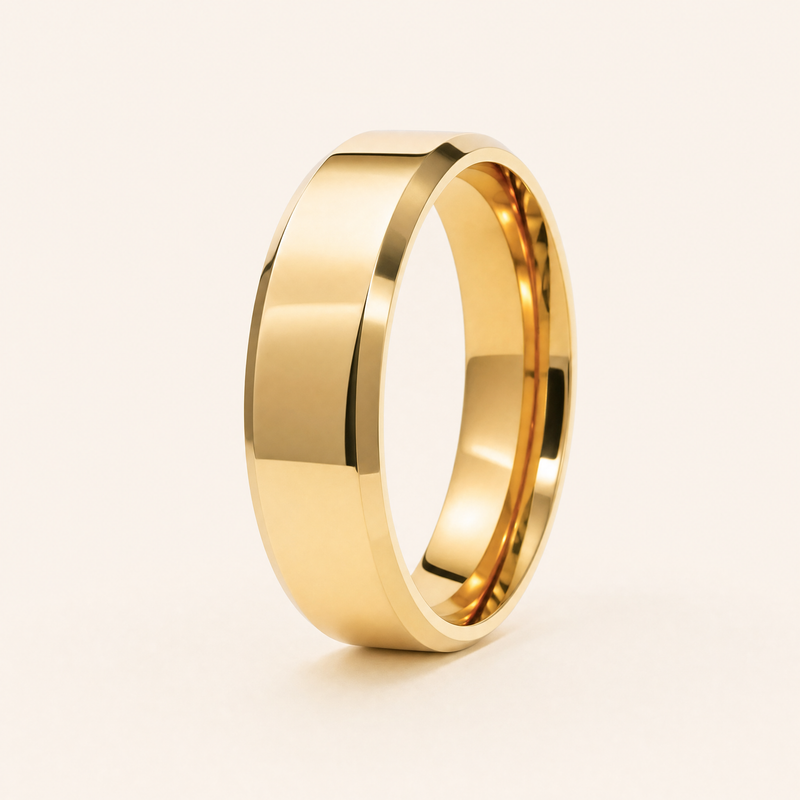 Men's Wedding Band — 5mm Beveled, Comfort Fit